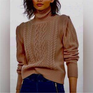Generation Love Jordan Cable Knit Turtleneck Sweater Medium